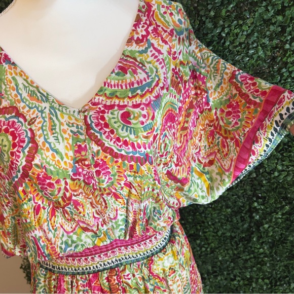 EUC! Tribal Brand mini dress in vibrant paisley-like pattern! Size Medium! - Picture 6 of 12